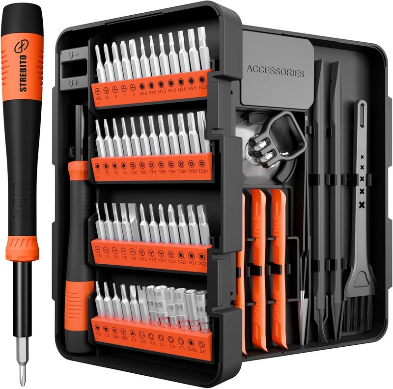 STREBITO Precision Screwdriver Set 64 in 1 Small Screwdriver Set with Torx, Triwing, Pentalobe Star, Mini Repair Tool Kit for Computer, PC, Laptop, Phone, PS5, XBOX, Switch, Eyeglasses, Electronic - Image 1